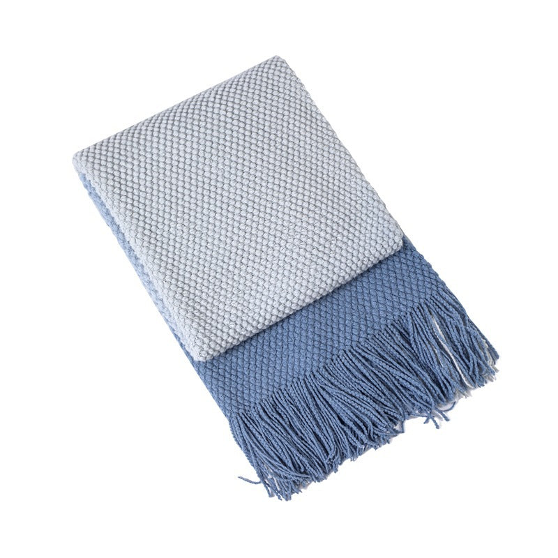 Luxury Textured Fringed Throw Blanket Kalsten