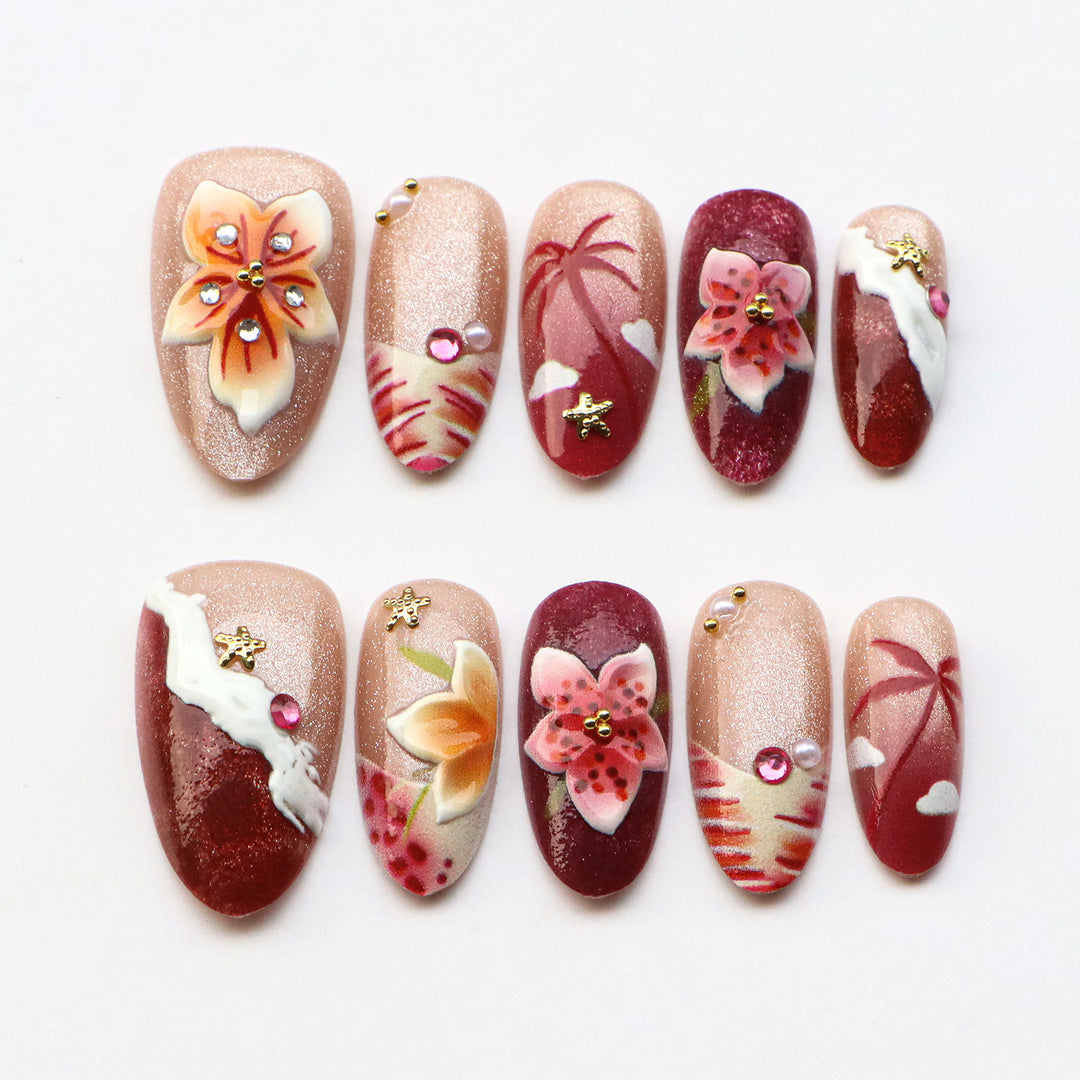Floral-Inspired Creative Press-On Nail Art Set