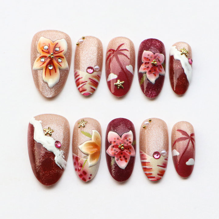 Floral-Inspired Creative Press-On Nail Art Set