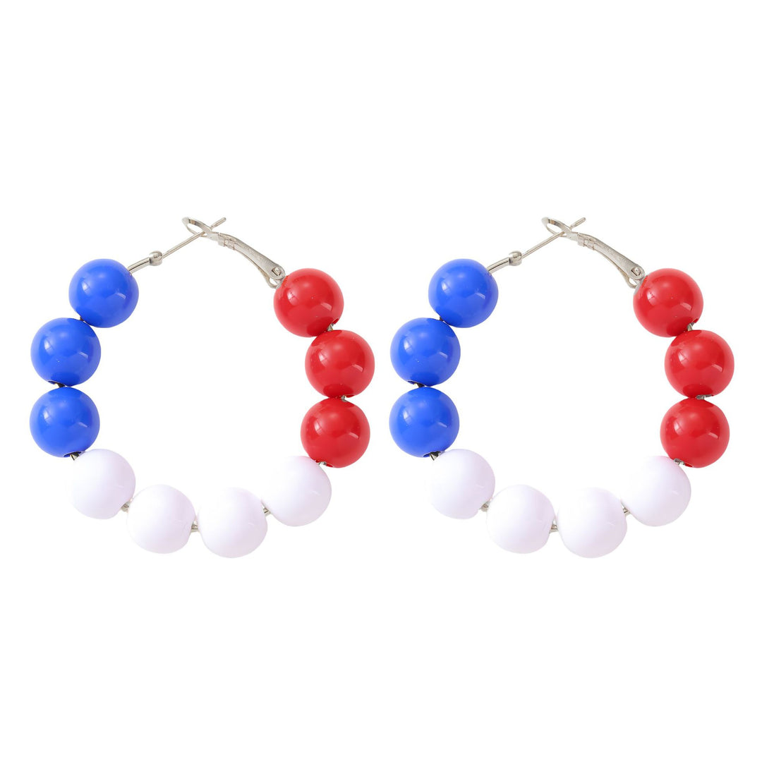 Ladies enamel earrings horseshoe with star stripe motif Kalsten
