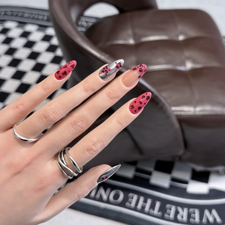 Stylish Stiletto Press-On Nail Set with Artistic Printed Designs Kalsten