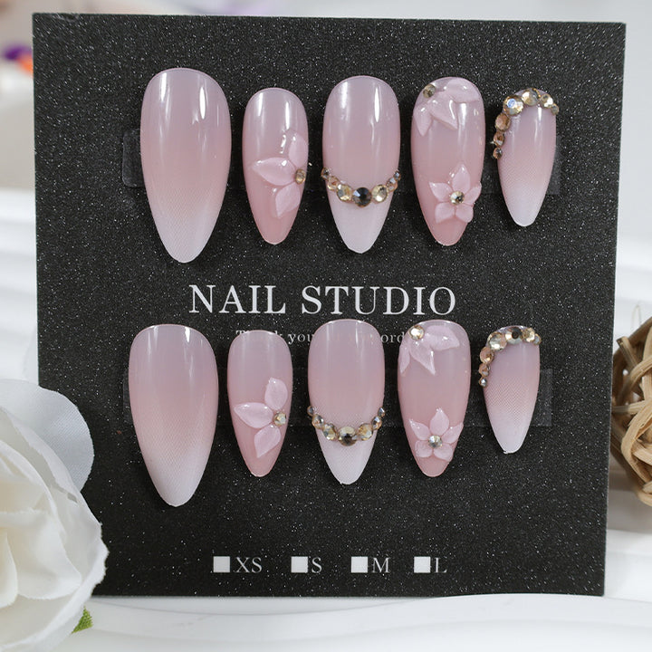 Artificial nail set with romantic flower and glitter accents Kalsten