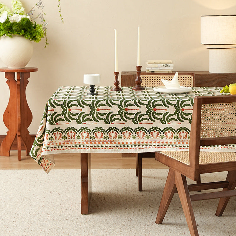 Rectangular printed table runner made of cotton blend with botanical ornament print Kalsten