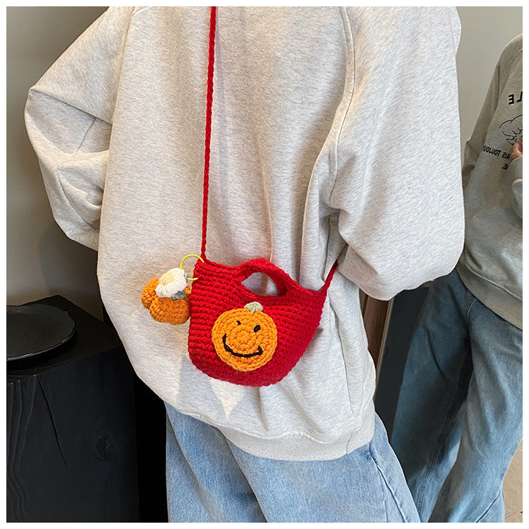 Playful Pumpkin-Themed Crochet Handbag