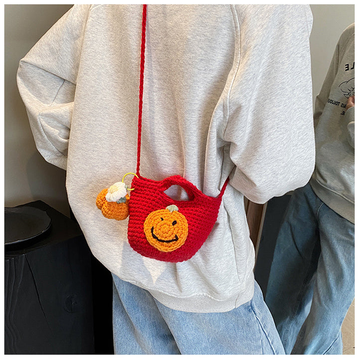 Playful Pumpkin-Themed Crochet Handbag