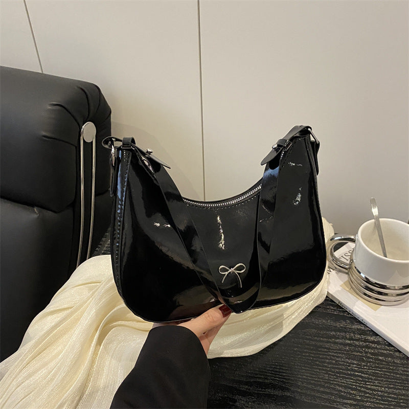Premium Glossy Faux Leather Hobo Bag Kalsten
