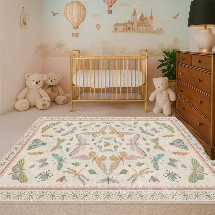 Floral-Patterned Kitchen Area Mat