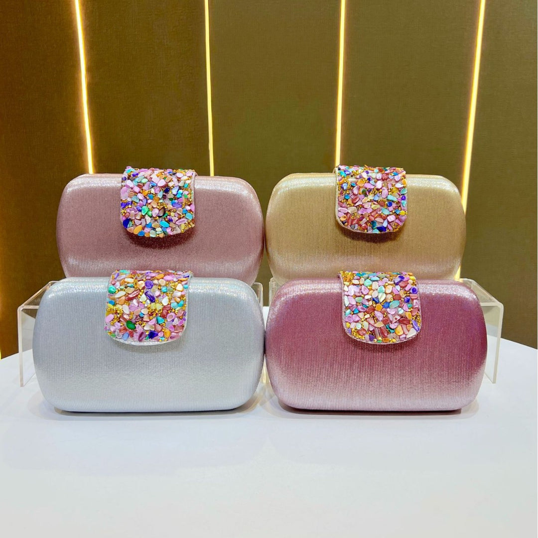Rhinestone-Decorated Evening Clutch