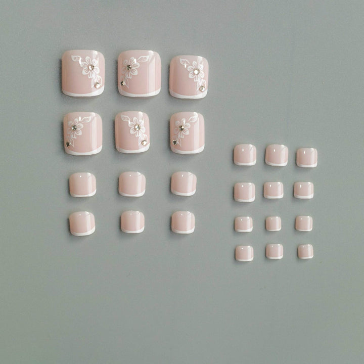 Elegant Floral Design Pedicure Nail Art
