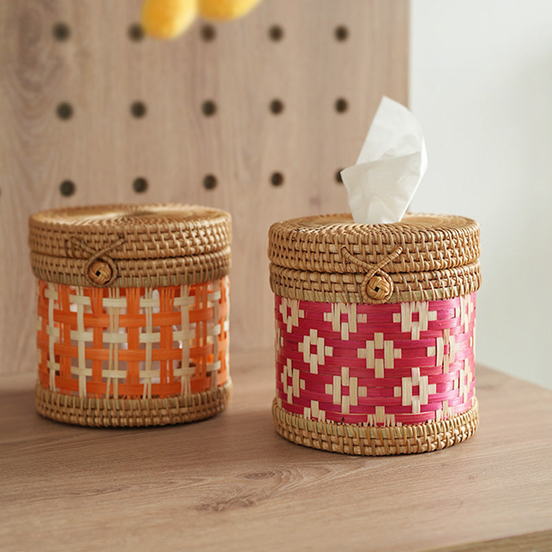 Handcrafted storage basket with lid Kalsten