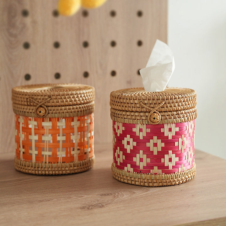 Handcrafted storage basket with lid Kalsten