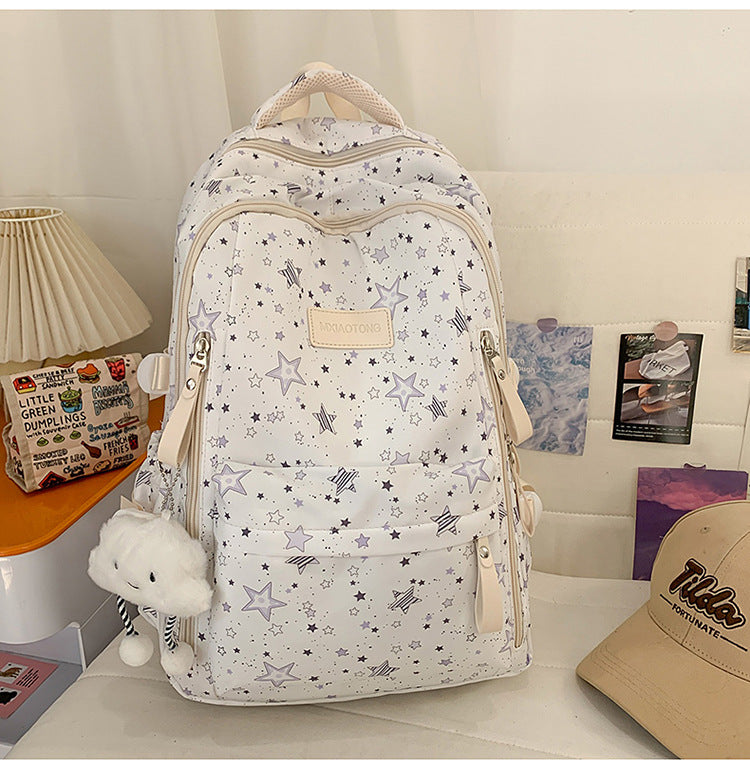 Stylish Star-Printed School Backpack Kalsten