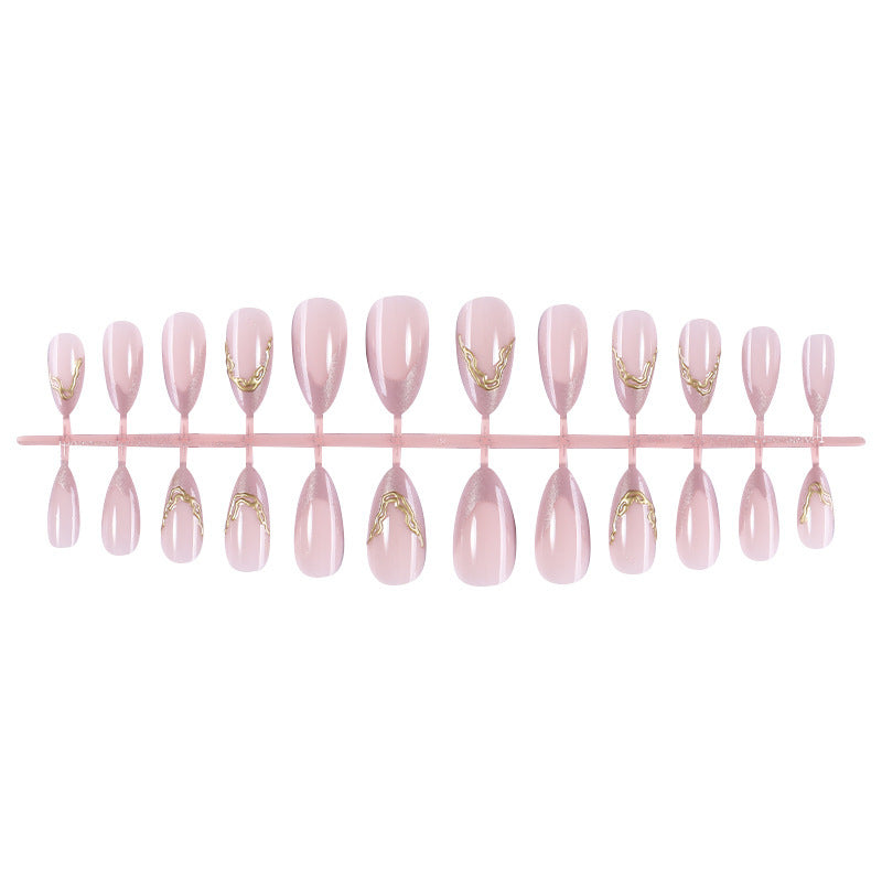 Artificial nail set with elegant gold accent and flower-shaped design Kalsten
