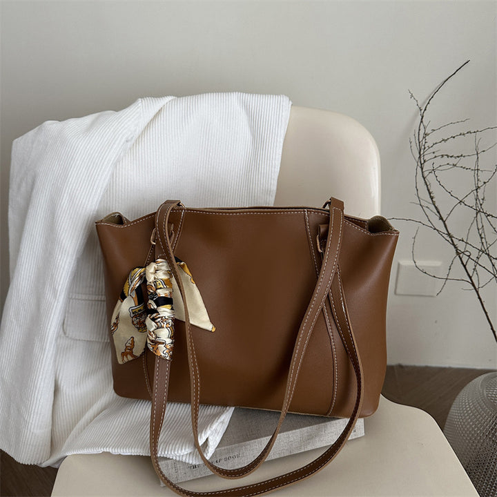Stylish Tote Handbag with Decorative Scarf