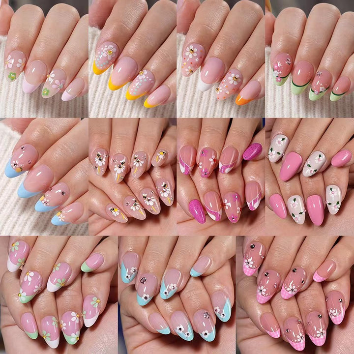 Artistic Floral-Embellished Press-On Nail Set Kalsten