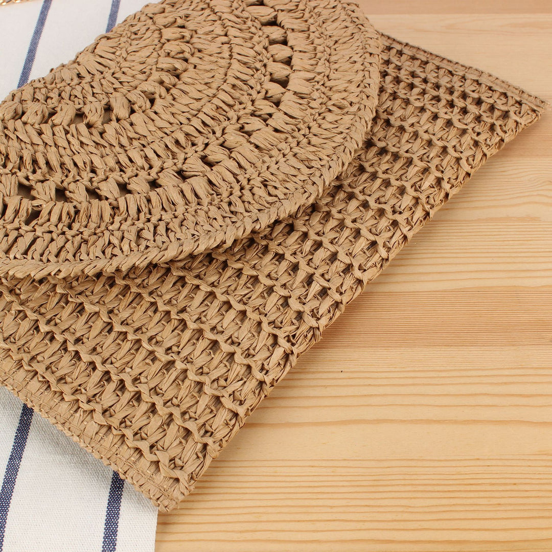 Woven Bast Handbag with Elegant Chain Decoration Kalsten