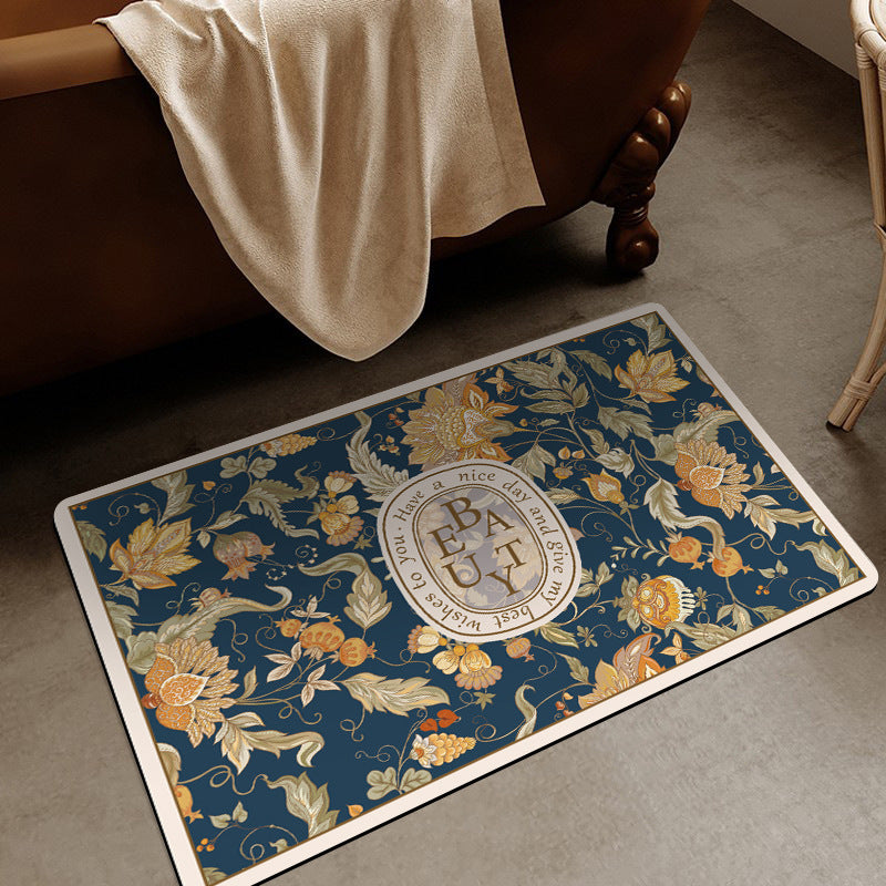 Elegant Floral Design Area Mat for Home