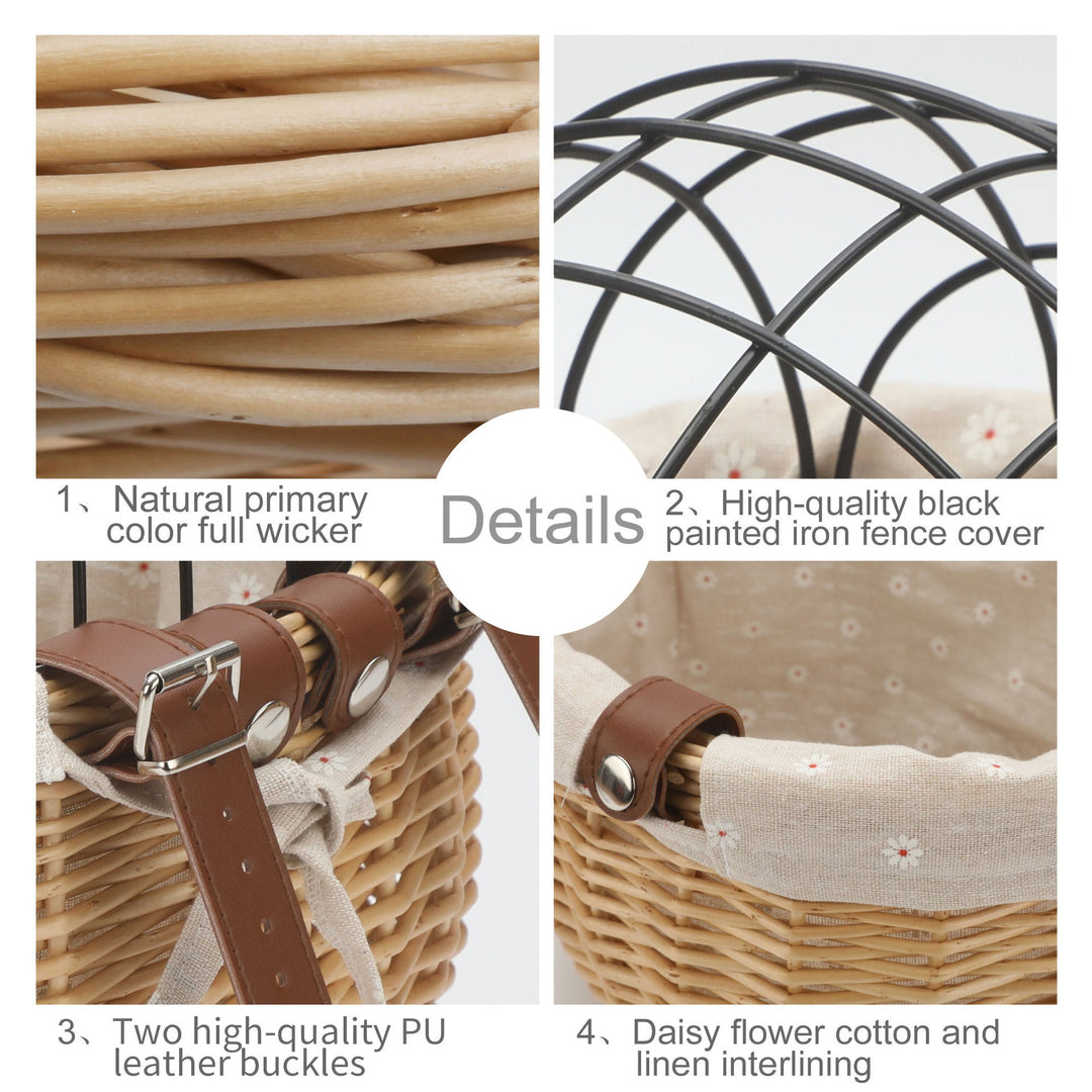 woven rattan pet carrier basket with collapsible metal dome and removable linen lining Kalsten