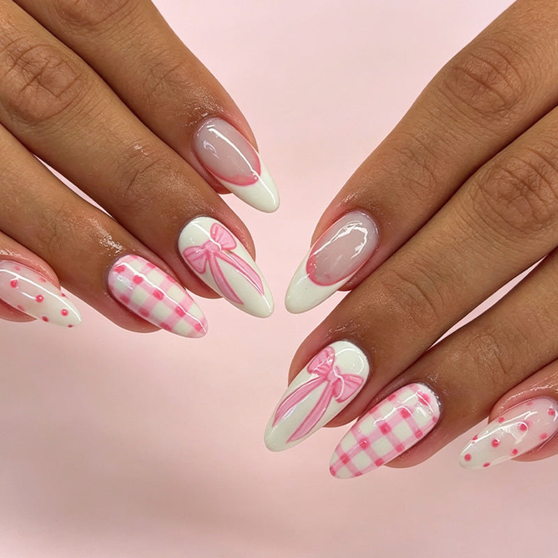 Decorative Pink Bow Nail Art Enhancements Kalsten