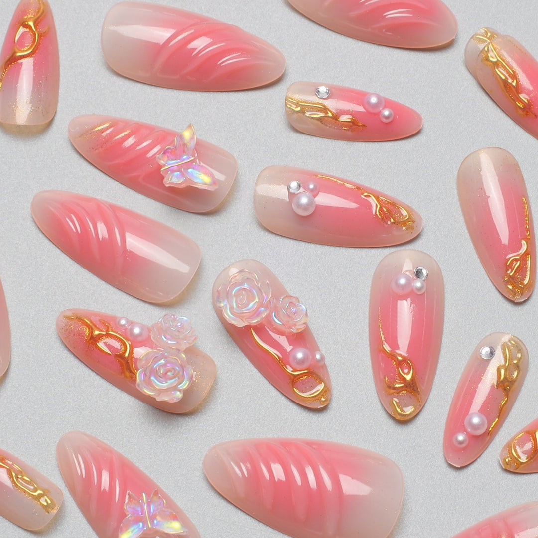 Artistic Floral Nail Extensions Kalsten