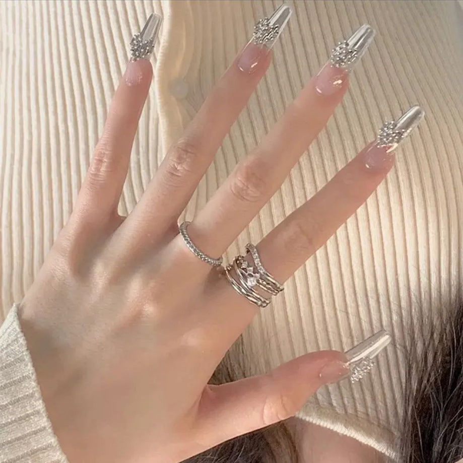 Elegant Rhinestone-Embellished Stiletto Press-On Nails