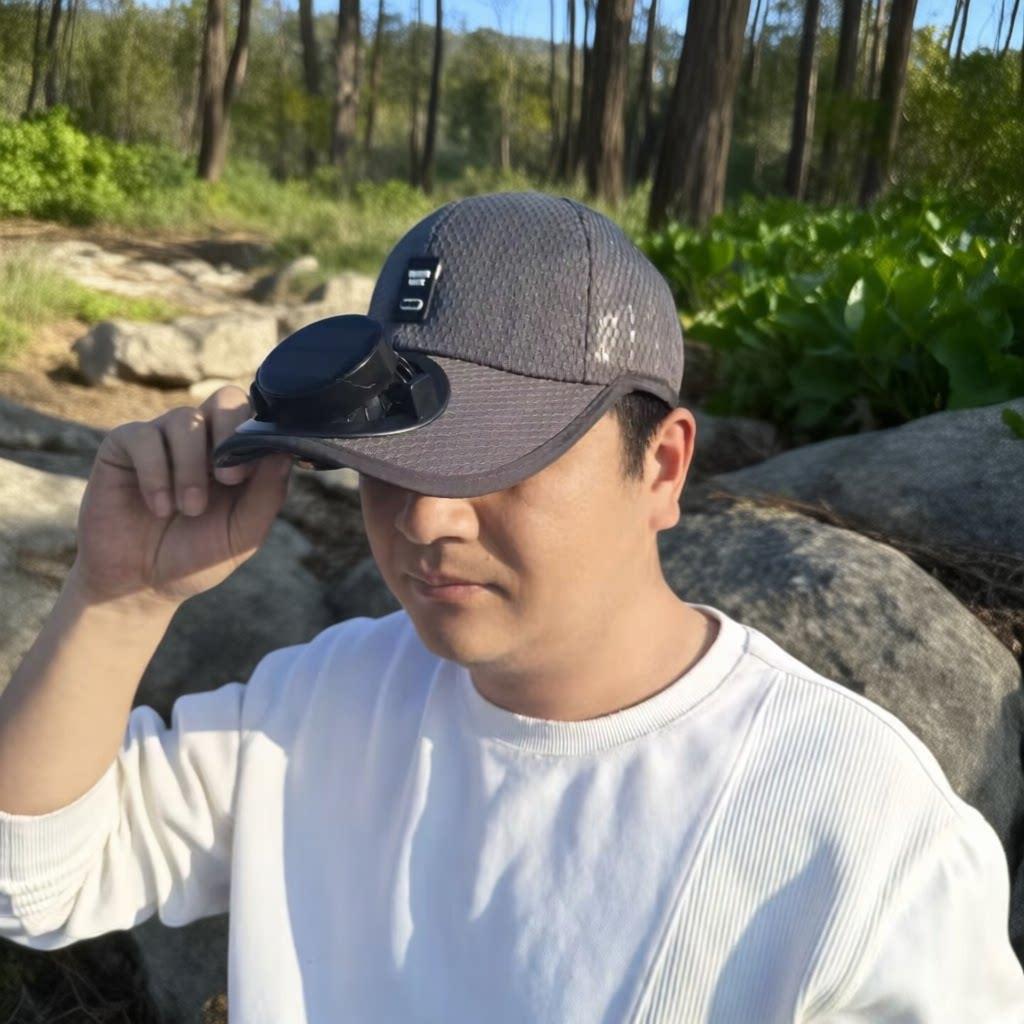 Solar-powered baseball cap with detachable solar fan and breathable honeycomb fabric Kalsten