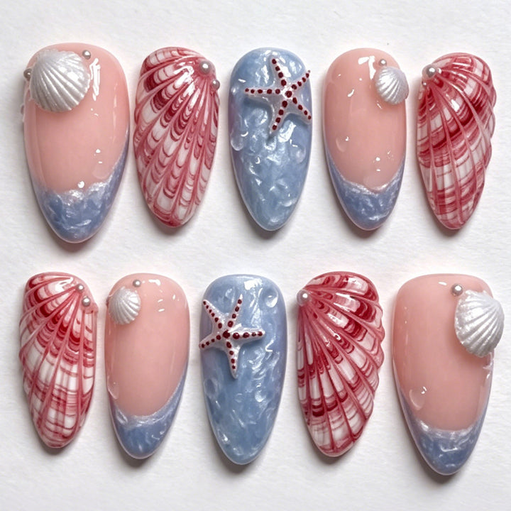 Nail art set with maritime shell and star motifs Kalsten