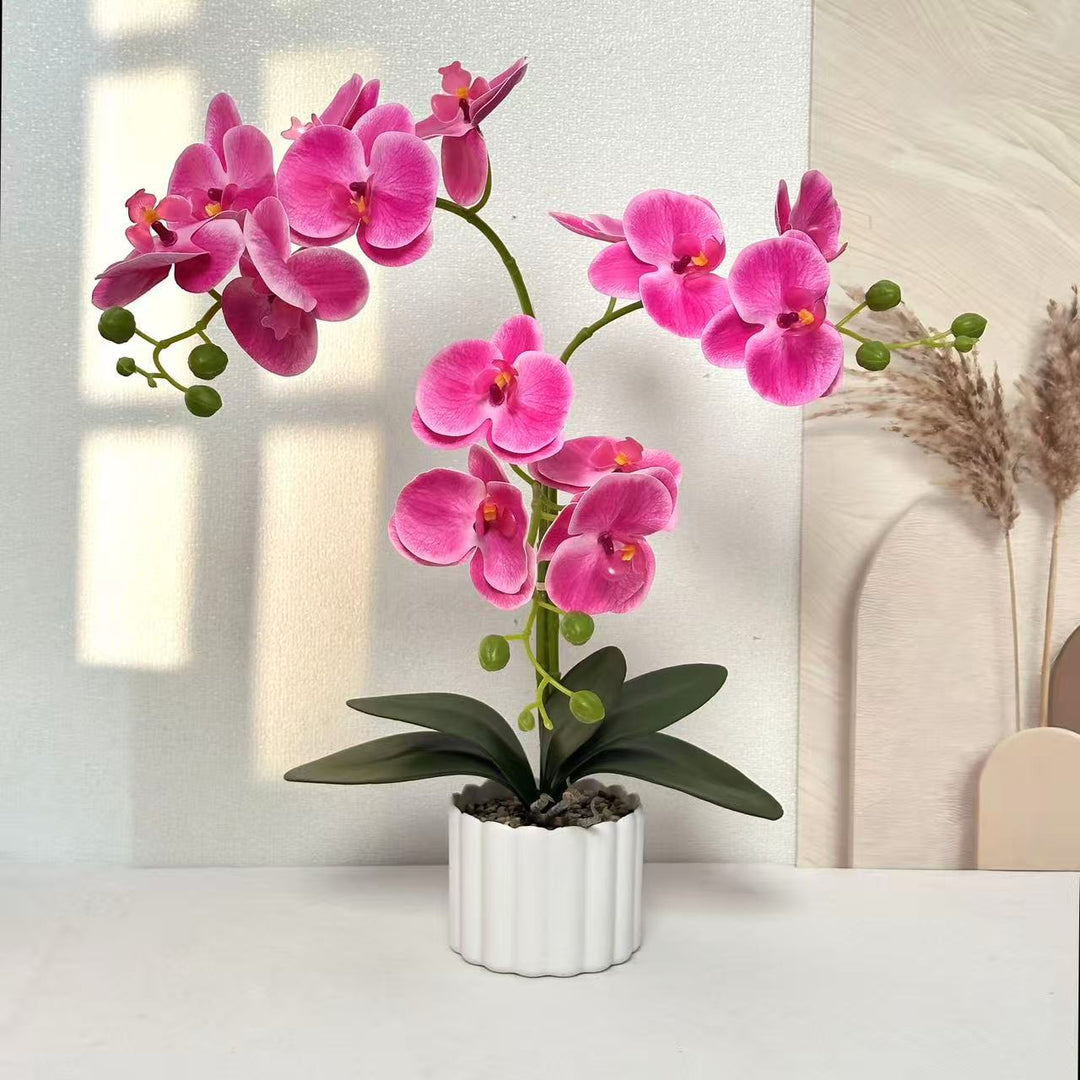 Realistic Artificial Orchid Flower Arrangement for Home Decor