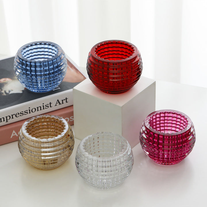 Round Ribbed Glass Votive Candle Holder for Tealights Kalsten