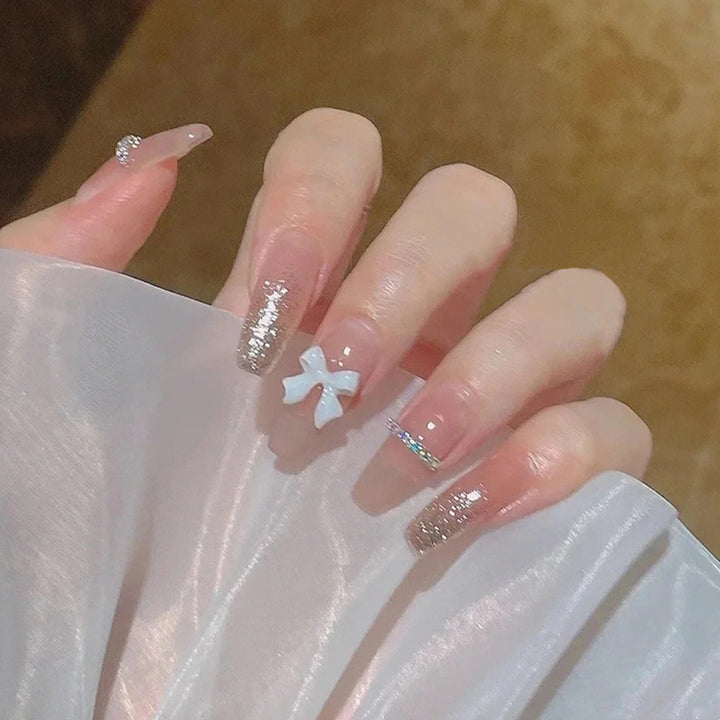 Artificial artificial nails with heart design and glitter elements Kalsten