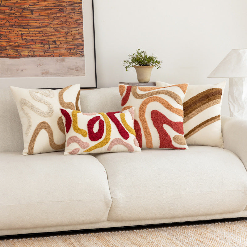 Plush Faux Fur Ribbed Grid Square Throw Pillow with Channel-Quilt Texture