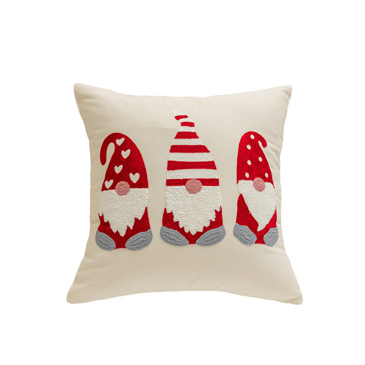 Festive Embroidered Chenille Square Throw Pillow Cover with Hidden Zipper and Piped Edge