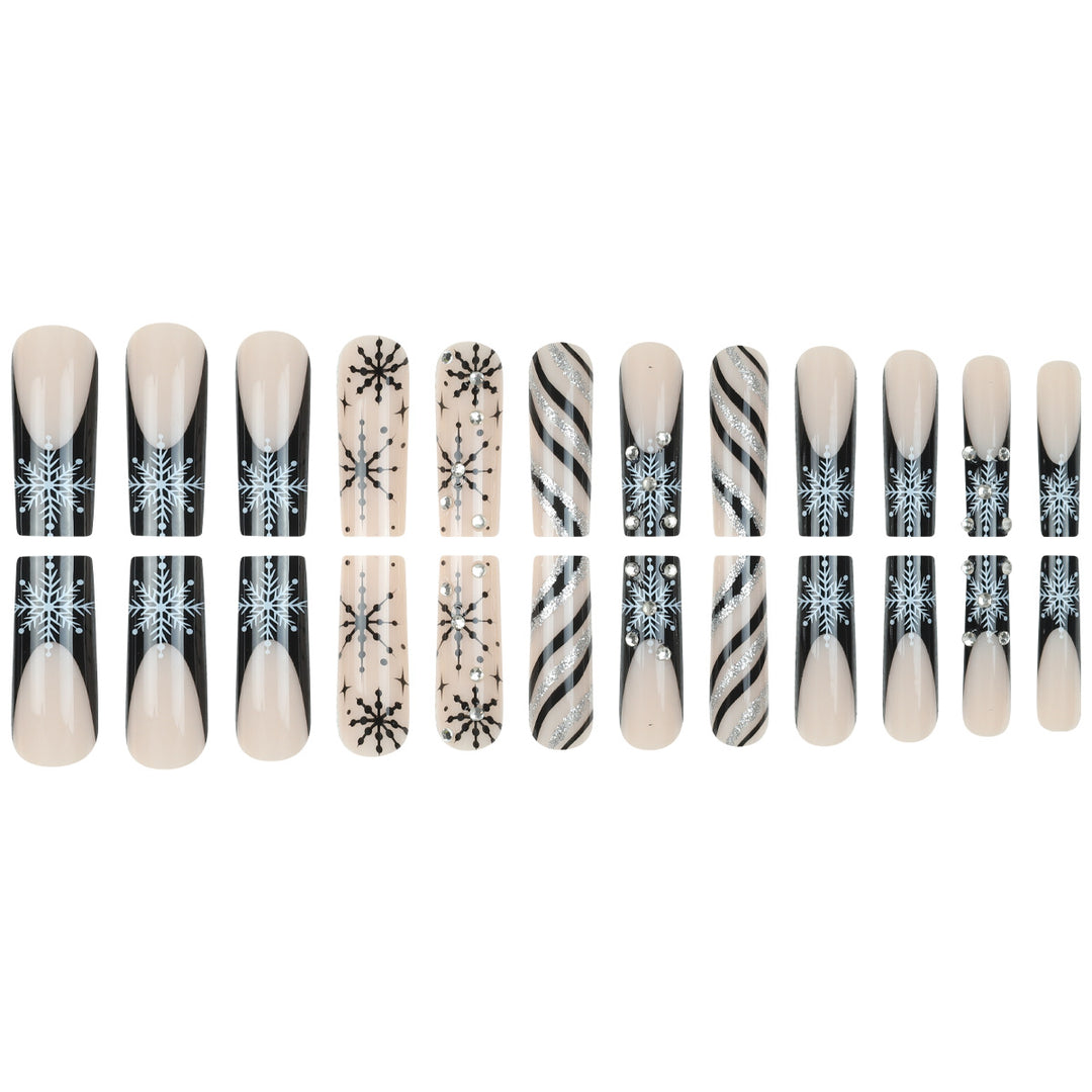 Decorative Press-On Nail Art Set with Snowflake and Glitter Accents Kalsten