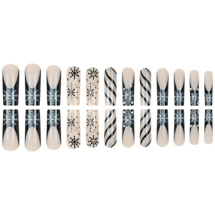Decorative Press-On Nail Art Set with Snowflake and Glitter Accents Kalsten