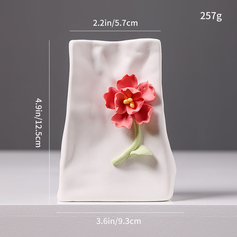 Decorative Floral Relief Ceramic Vase Kalsten