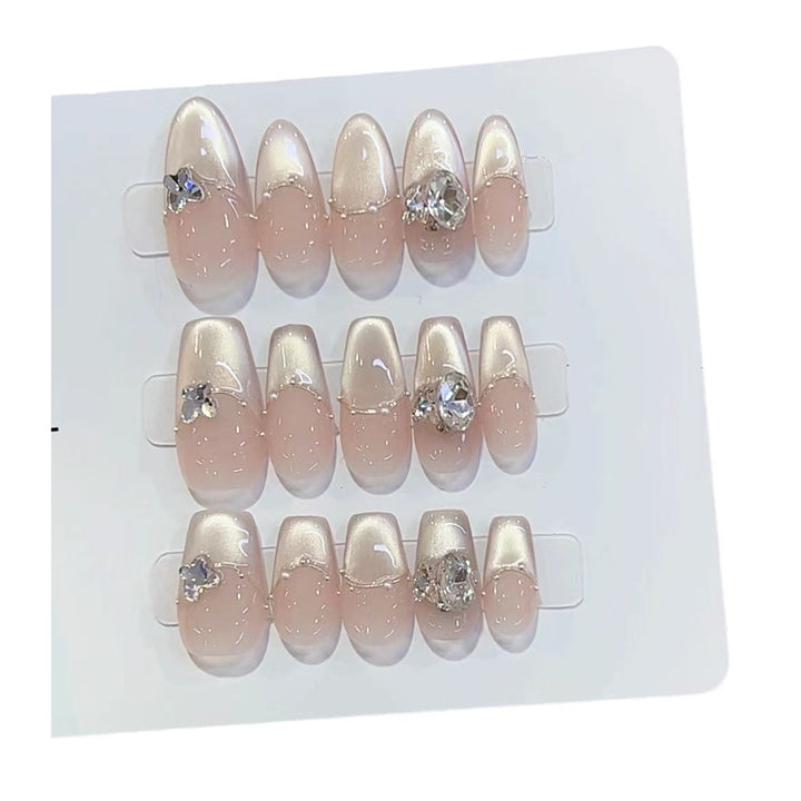 Elegant Press-On Nail Set with Crystal Embellishments Kalsten