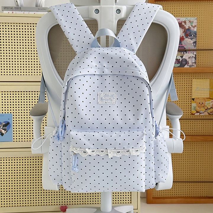 Stylish Polka Dot Backpack with Decorative Accents Kalsten