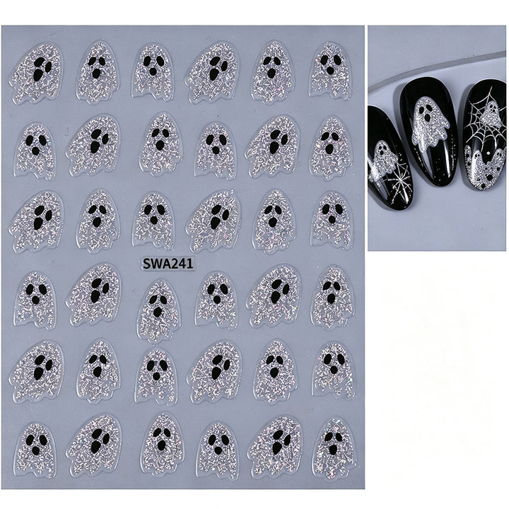 Halloween-Themed Ghost Nail Art Stickers