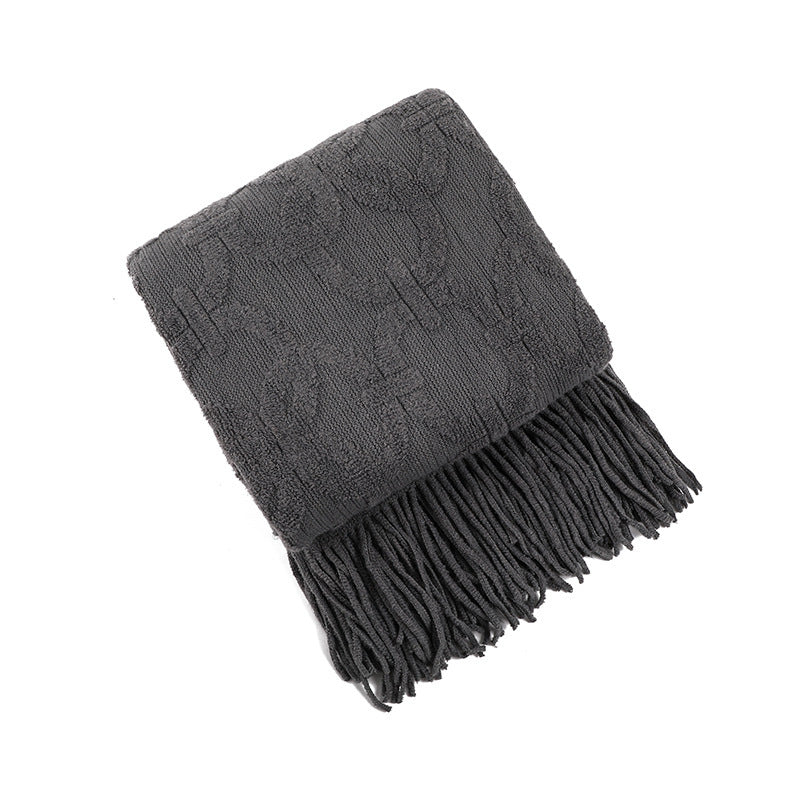Decorative Fringe Throw Blanket Kalsten