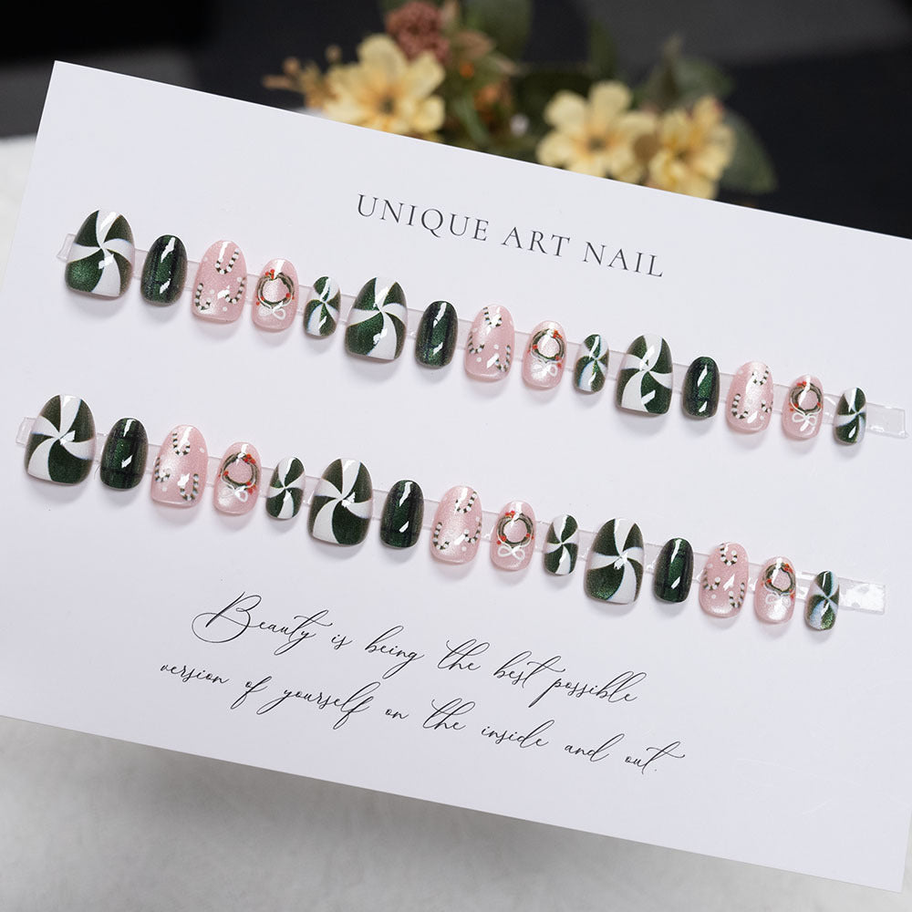 Festive Illustrated Press-On Nails