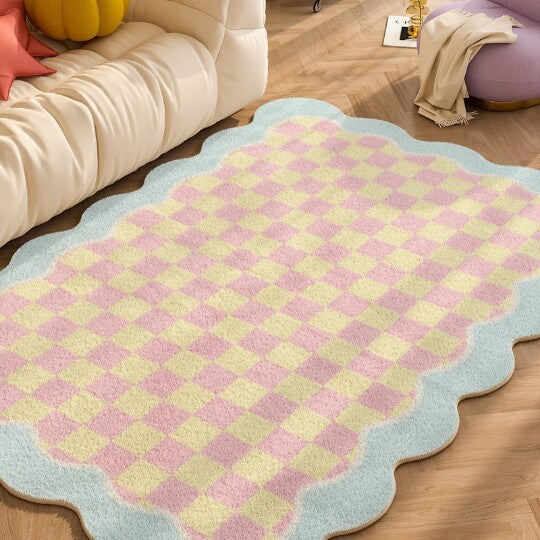 Scalloped Checkerboard Area Rug