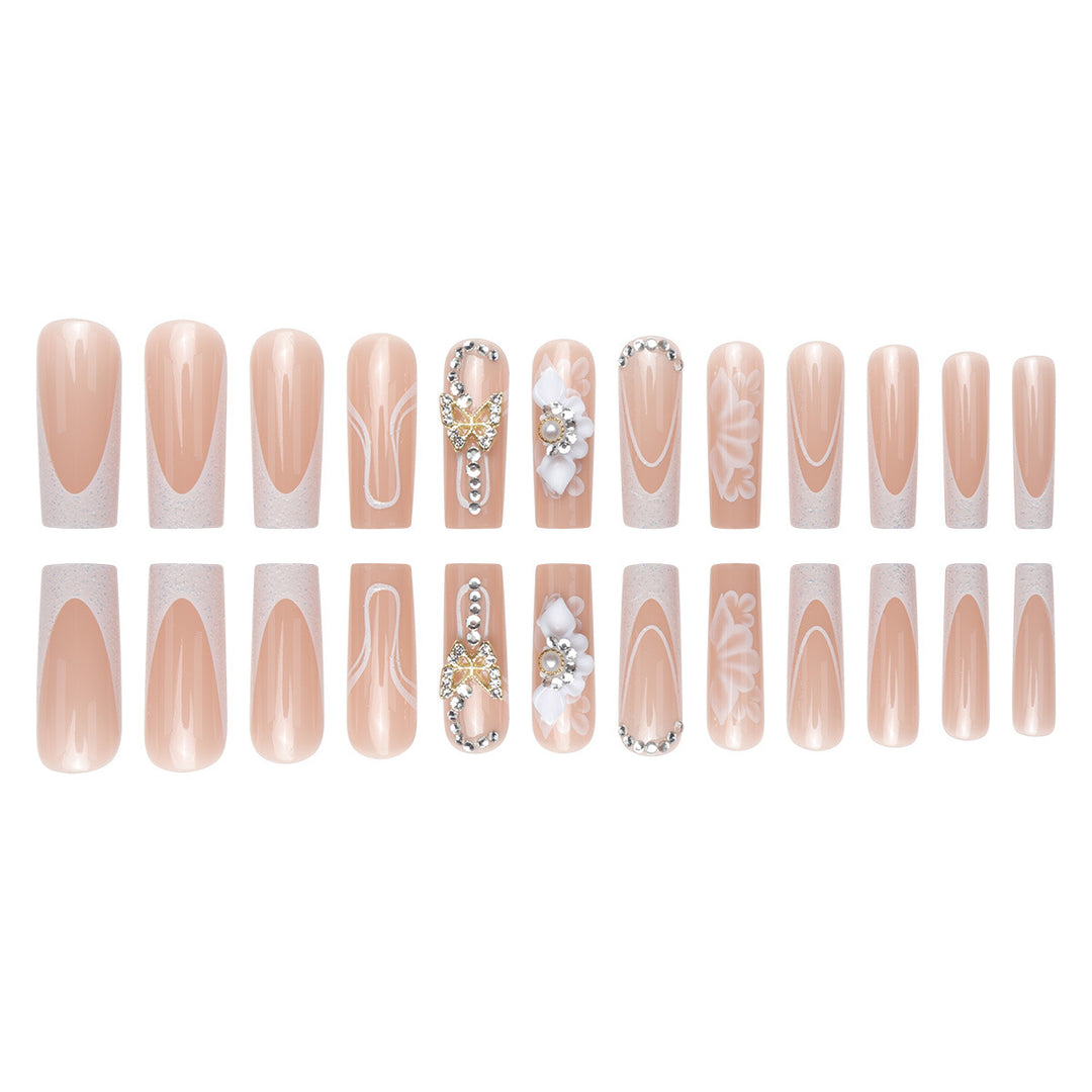 Decorative Floral and Gem-Embellished Press-On Nails Kalsten