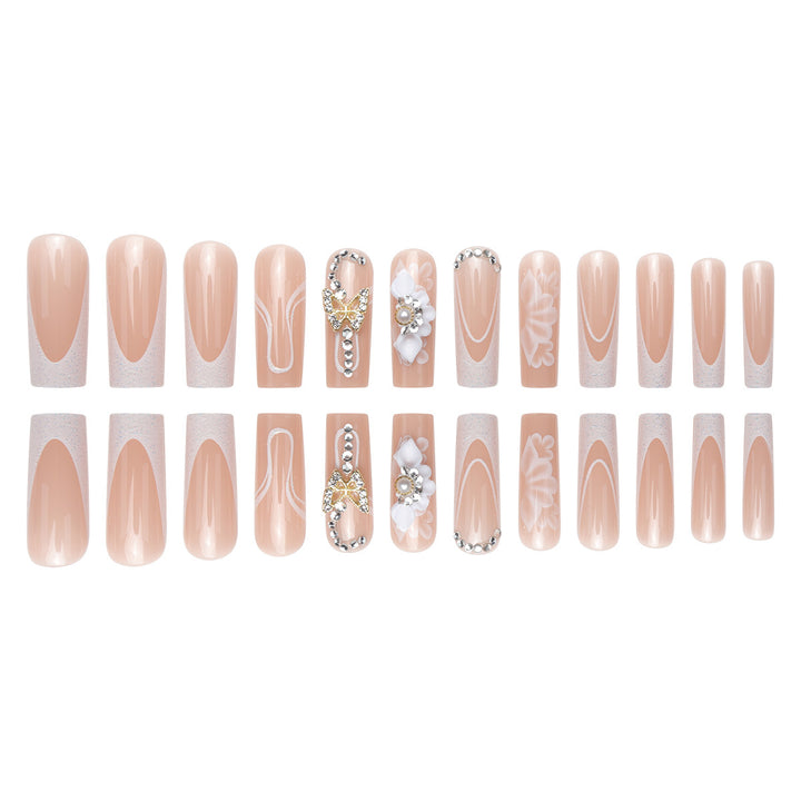 Decorative Floral and Gem-Embellished Press-On Nails Kalsten