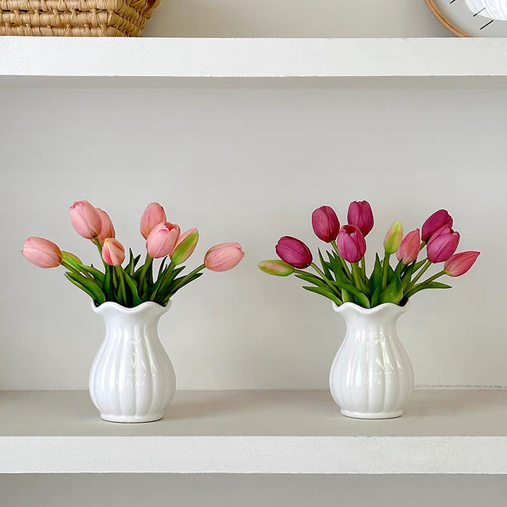 Ribbed Ceramic Flower Vase Kalsten