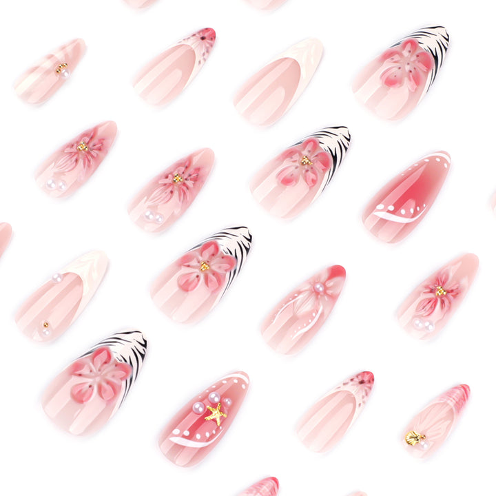 Artistic Nail Art with Floral and Elegant Accents Kalsten