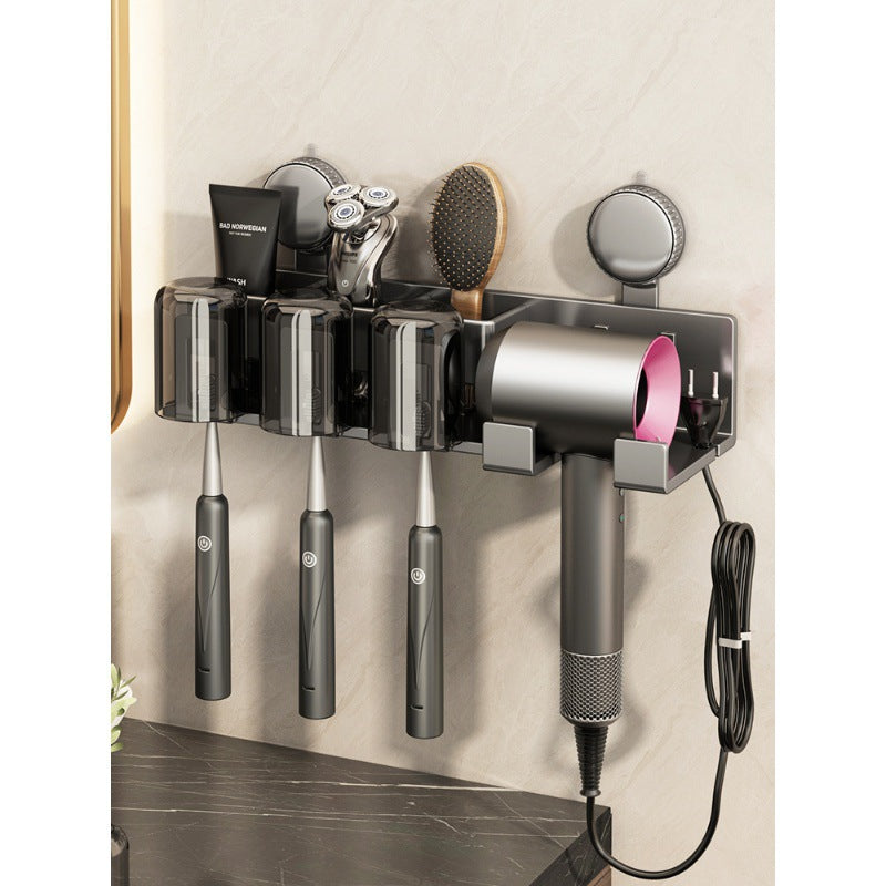 Wall-Mounted Hair Tool Organizer with Storage Compartment Kalsten