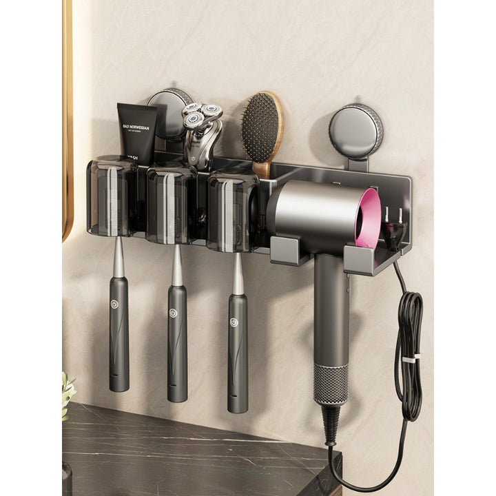 Wall-Mounted Hair Tool Organizer with Storage Compartment Kalsten