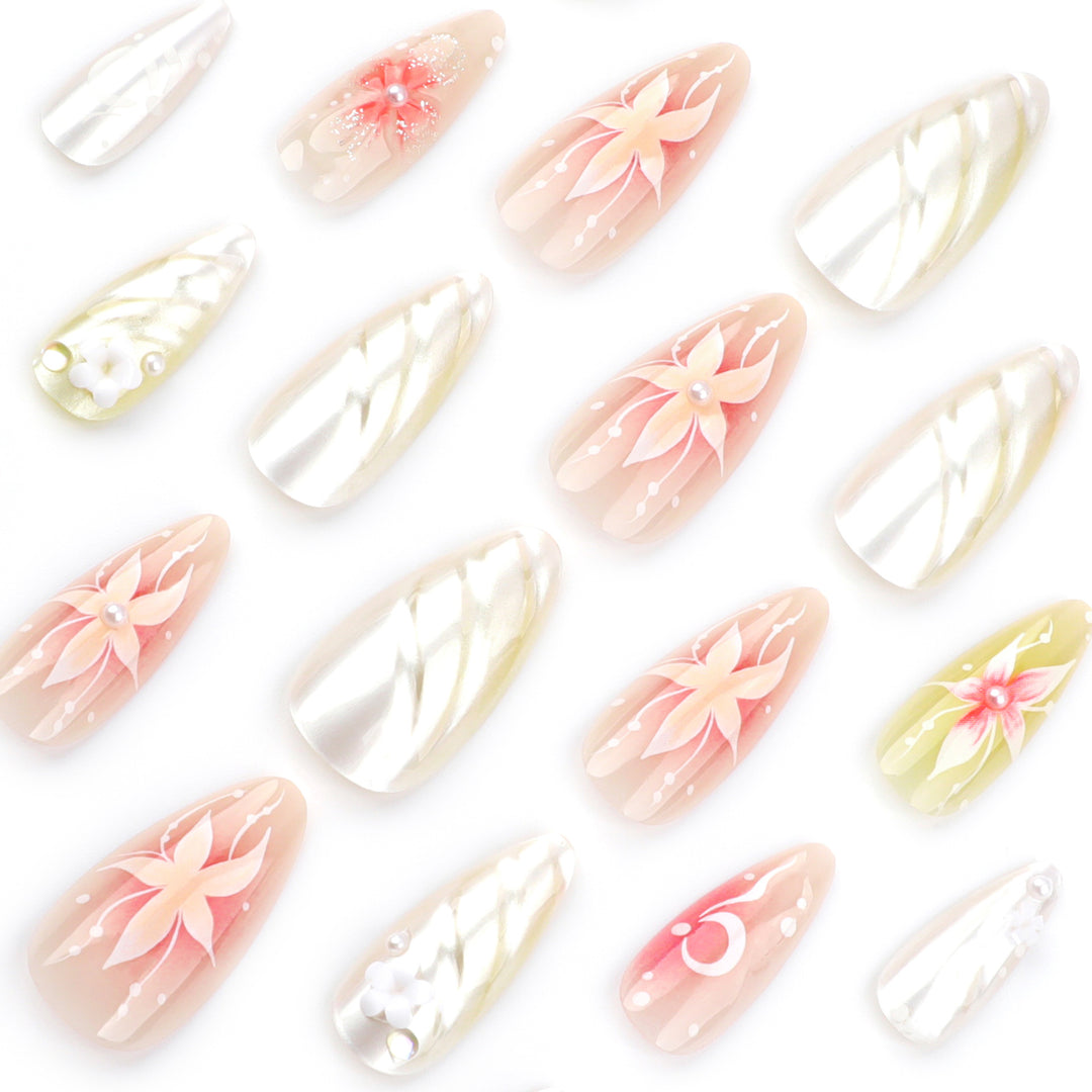 Artful Nail Extensions with Floral and Elegant Design Kalsten