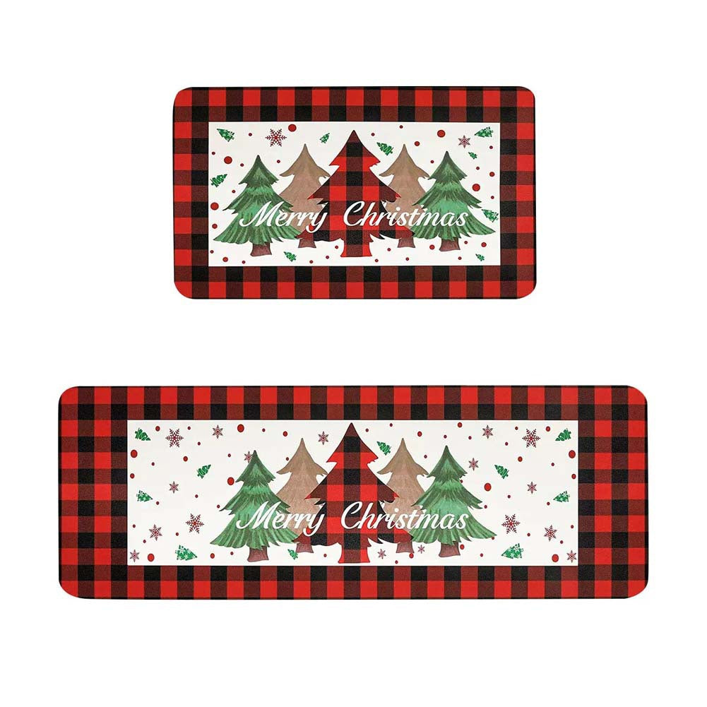 Festive Christmas-Themed Kitchen Mat Set
