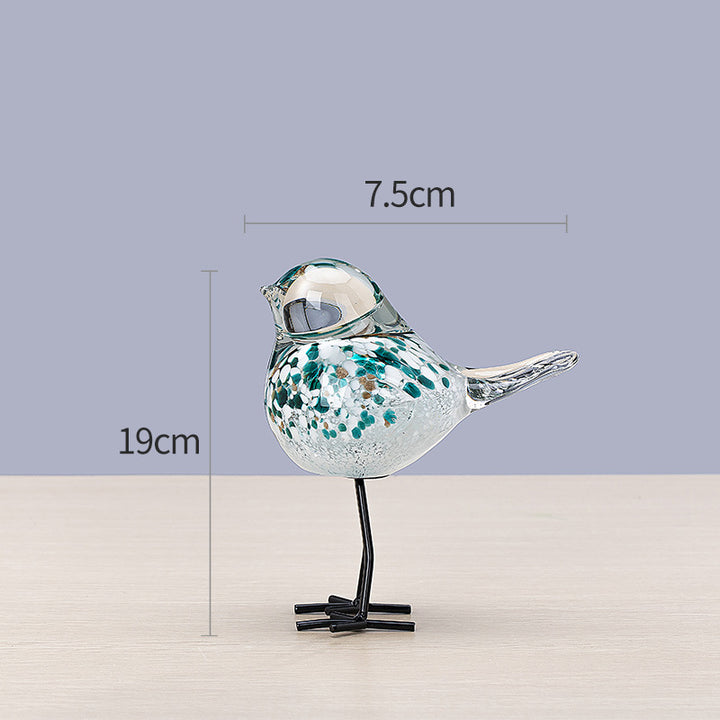 Handblown Decorative Glass Bird Sculpture on Metal Legs Kalsten